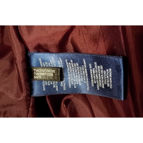 Women's Tommy Hilfiger Deep Blue Puffer Hooded Jacket 3 Pockets Maroon Lining S - Picture 12 of 15